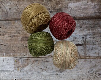 Valdani 12Wt- Perle Cotton- Rose Garden- Collection- 4 Piece Hand Dyed Thread Bundle
