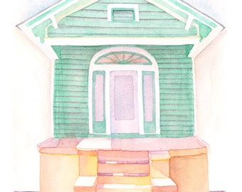 New Orleans Shotgun House - 5x7" Watercolor Art Print