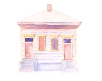 New Orleans Shotgun House - 7x5" Watercolor Art Print
