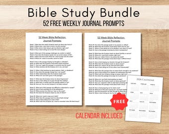 Diario de estudio bíblico de 52 semanas con preguntas para imprimir / Reflexión cristiana imprimible / Paquete de estudio bíblico en PDF / Diario de fe / Guía de estudio de las Escrituras