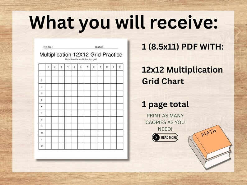 12x12 Multiplication Chart Practice | Printable Math Worksheet | Times ...