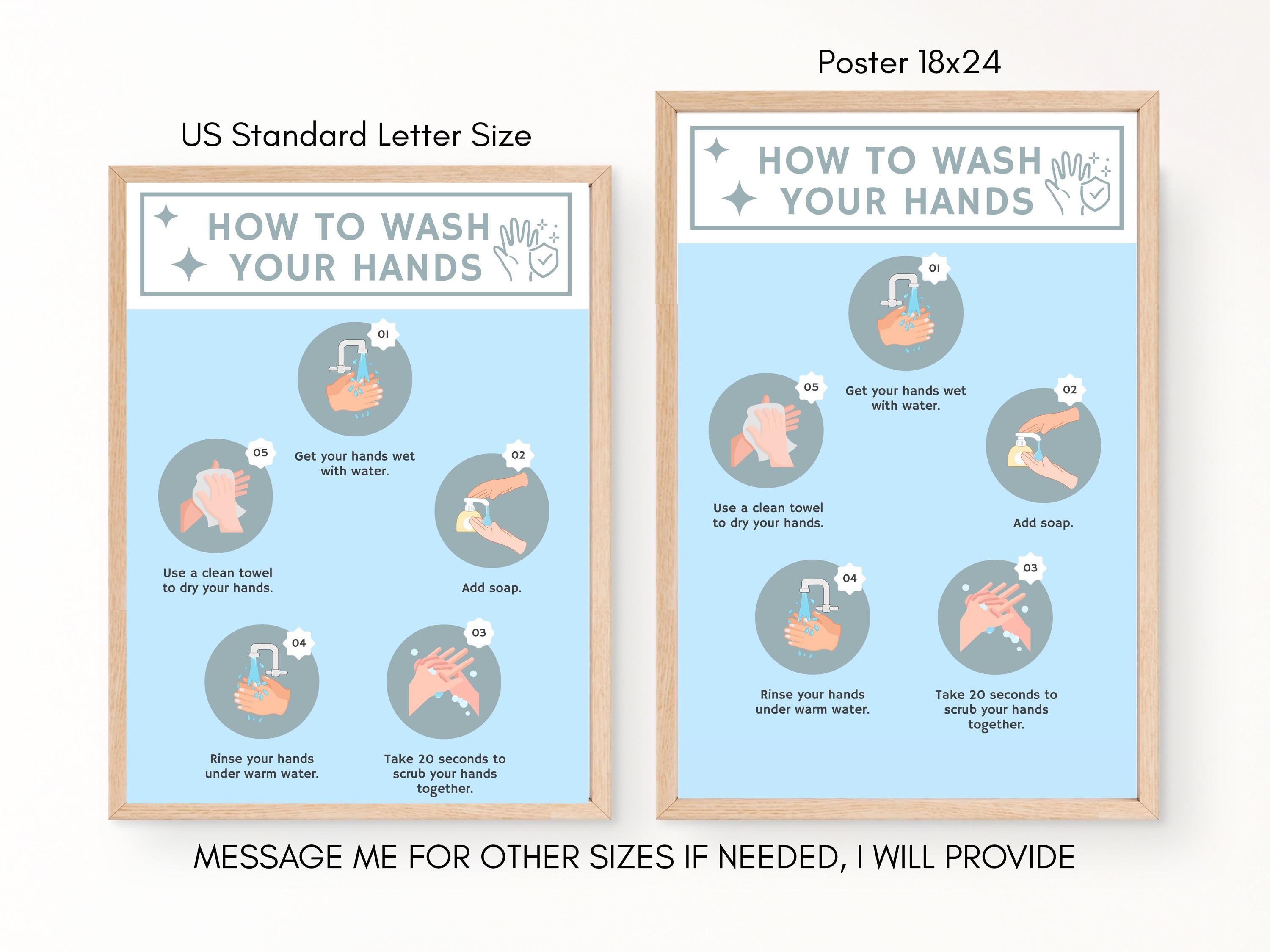Printable Hand Washing Poster for Kids | Hygiene Chart for Classroom ...