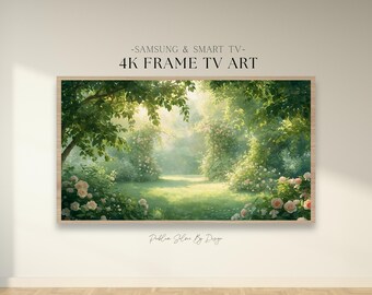 Arte para TV, salvapantallas para Samsung Frame, decoración romántica de jardín, arte mural estilo cottagecore, decoración floral paisajística (descarga digital 4K JPEG)