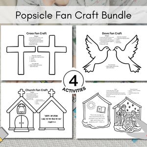 Paquete de manualidades para fans: Actividad imprimible con palitos de helado (PDF) Manualidades con temática religiosa / 4 actividades complementarias para lecciones sin preparación