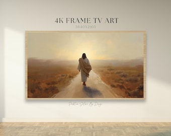 Jesús camina en la luz, imagen 4K para TV: Pintura al óleo cristiana (descarga digital)