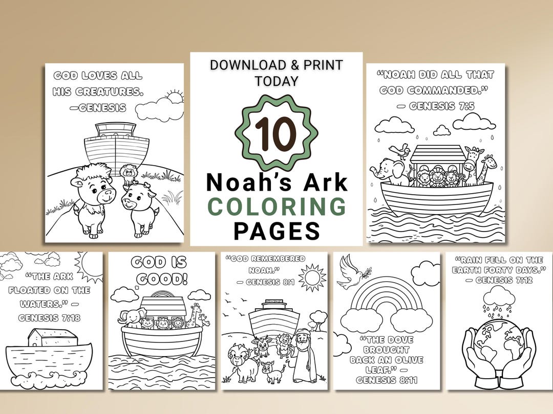 Noah’s Ark Coloring Pages for Kids – Bible Verse Printables, Christian ...