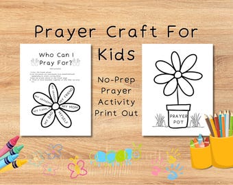 Manualidad de flores de oración cristiana: actividad bíblica imprimible (descarga en PDF). Diversión fácil de colorear para niños pequeños, niños y adolescentes.