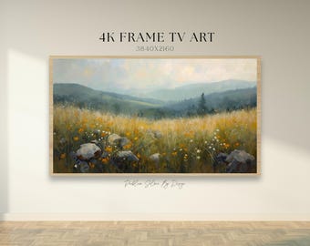 Pintura al óleo de flores silvestres de pradera alpina / Arte para TV Samsung 4K (Descarga digital)