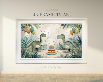 Dinosaur Birthday Frame TV Art Party Decor | Samsung Frame TV Display (Digital Download 4K JPEG)