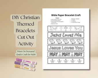Printable Bible Bracelet Craft for Kids, Easy Cut Out Activity, DIY Paper Coloring Craft, Quick Classroom & Sunday School Project, Party Fun