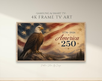 Pintura al óleo de águila calva, arte de la bandera del 250 aniversario de Estados Unidos / Decoración patriótica vintage para televisores Samsung y Smart Frame (descarga digital 4K)