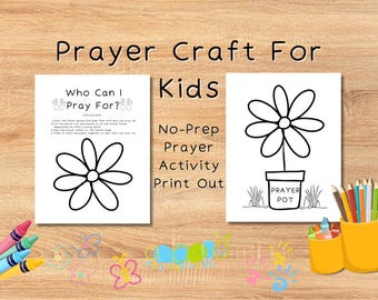 Manualidad de flores en blanco con oración cristiana: actividad bíblica imprimible (descarga en PDF). Diversión fácil de colorear para niños pequeños, niños y adolescentes.