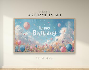 Feliz cumpleaños. Diseño original para Samsung Frame TV: Pintura al óleo, adorable protector de pantalla para fiestas (descarga digital en formato JPEG 4K).