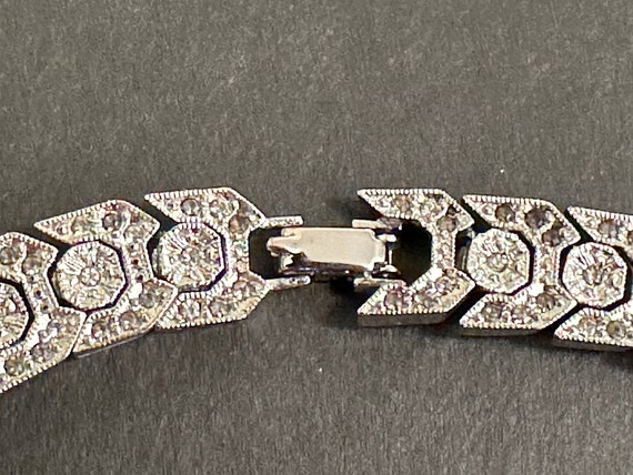 Art Deco Silver and Rhinestone Choker Necklace - image 3