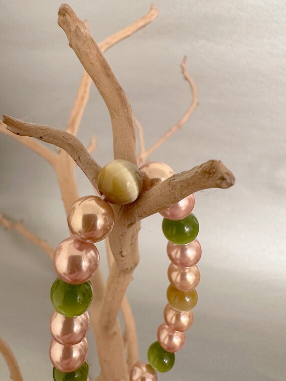 Gold and Green Lampwork Elastic Bracelet - image 7