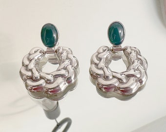 Sterling 925 Silver and Jade "Holly" Earrings