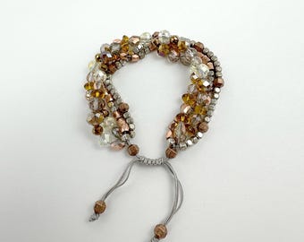 Multi-Strand Copper, Bronze, Silver Adjustable Bracelet