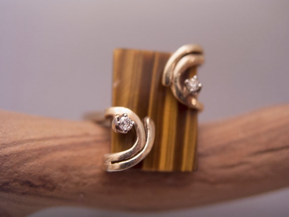 14Kt Gold, Diamond, and Tiger Eye Ring - image 3