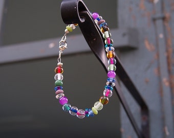 Multi-Color Lampwork Glass Bead Bracelet