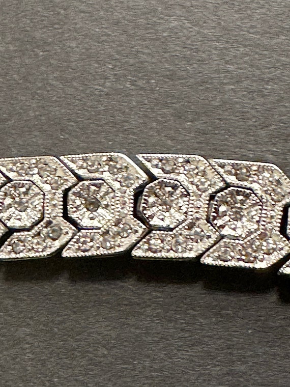 Art Deco Silver and Rhinestone Choker Necklace - image 2