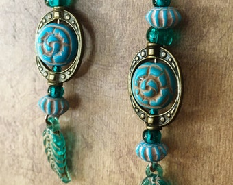 Turquoise Feather Earrings