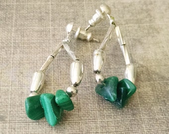 Oma's Collection: Green Stone Bead Earrings