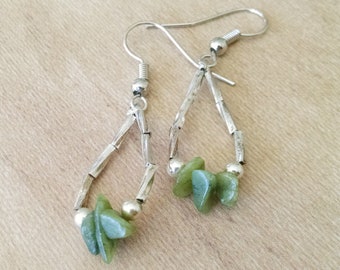 Oma's Collection: Pale Green Stone Bead Earrings