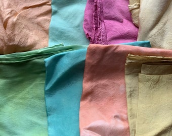 Botanically dyed silk scarves