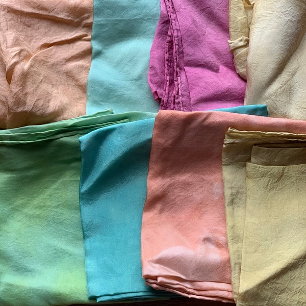 Botanically dyed silk scarves