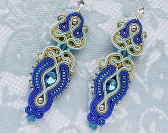 Blue Soutache earrings, ideal gift!