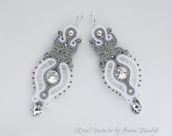 Bridal white Soutache earrings