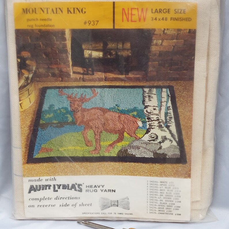 Aunt Lydia's Punch Needle Rug Canvas MOUNTAIN KING 937 34X48 Deer Stag