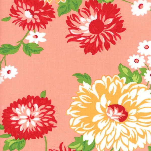 The Good Life Fabric  55150-13 coral  floral  - The Good Life Fabric by Bonnie & Camille for Moda Fabrics