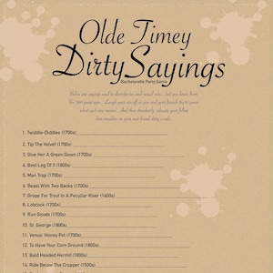 Jeu d'enterrement de vie de jeune fille Old Timey Dirty Sayings