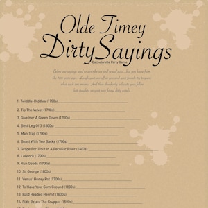 Old Timey Dirty Sayings Bachelorette Party Game