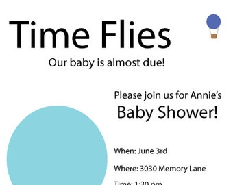 Time Flies Baby Shower Invitation