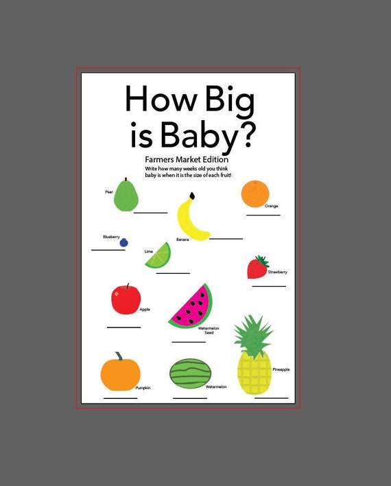 How Big is Baby farmers Market Edition Baby Shower Game | Etsy