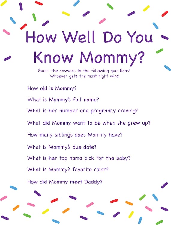 How Well Do You Know Mommy Baby Shower Game Etsy