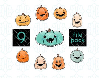 Halloween Clipart — Cute Jack-o-Lanterns — Hand Drawn Instant Download Files for Graphic Design, Shirts, Mugs, etc. — Personal + Commercial