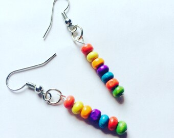 Rainbow Earrings, Rainbow Jewelry, Gifts for Girlfriend, Stocking Stuffers, Rainbow Pride Earrings, LGBT Earrings, Boho Earrings