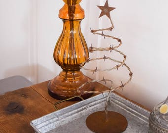 rusty barbed wire christmas tree, christmas decoration, small christmas tree, barbed wire art, recycled christmas decorations