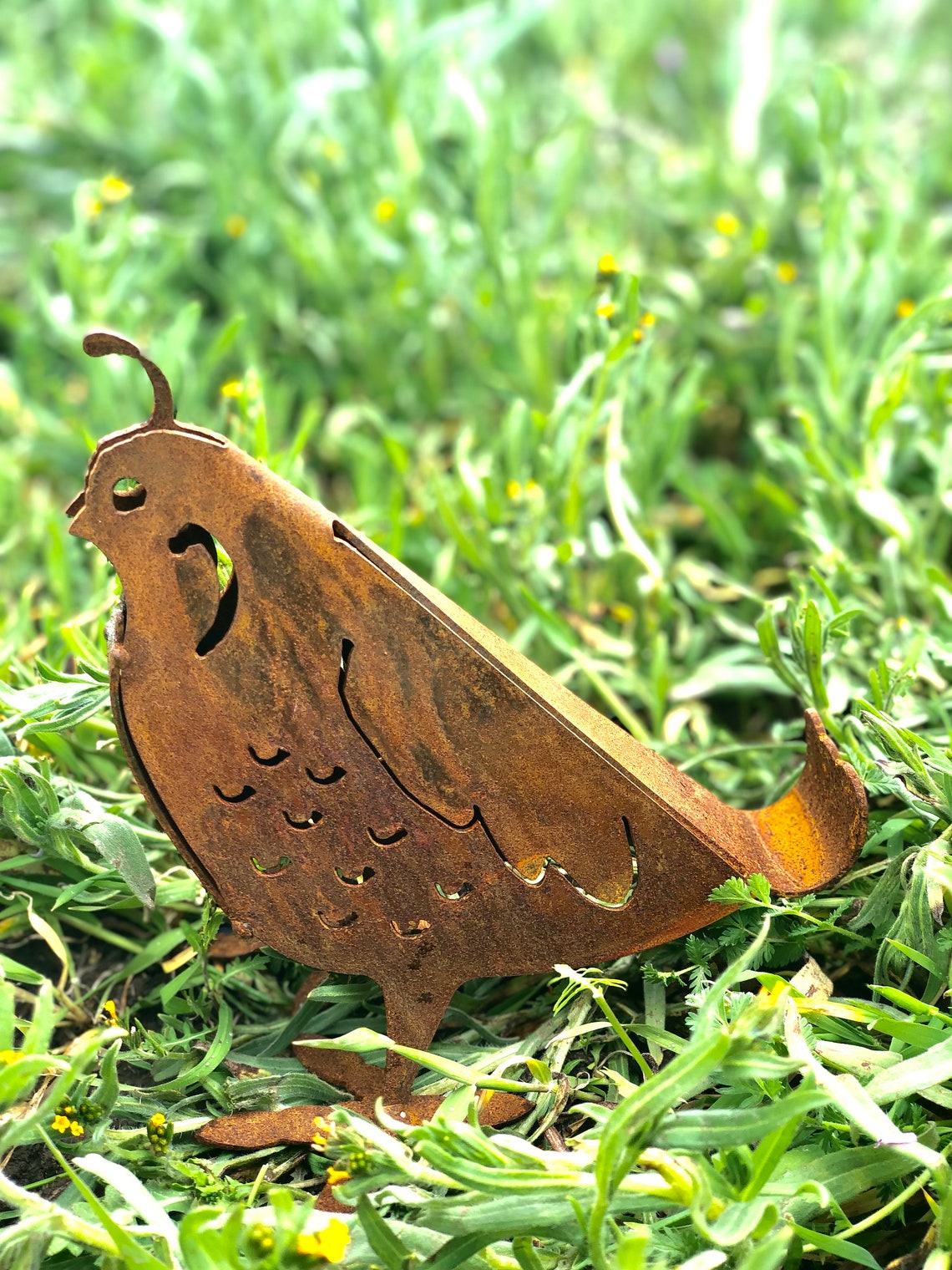 Metal Quail 3dimensional Metal Quail Yard Art Outdoor Metal Etsy