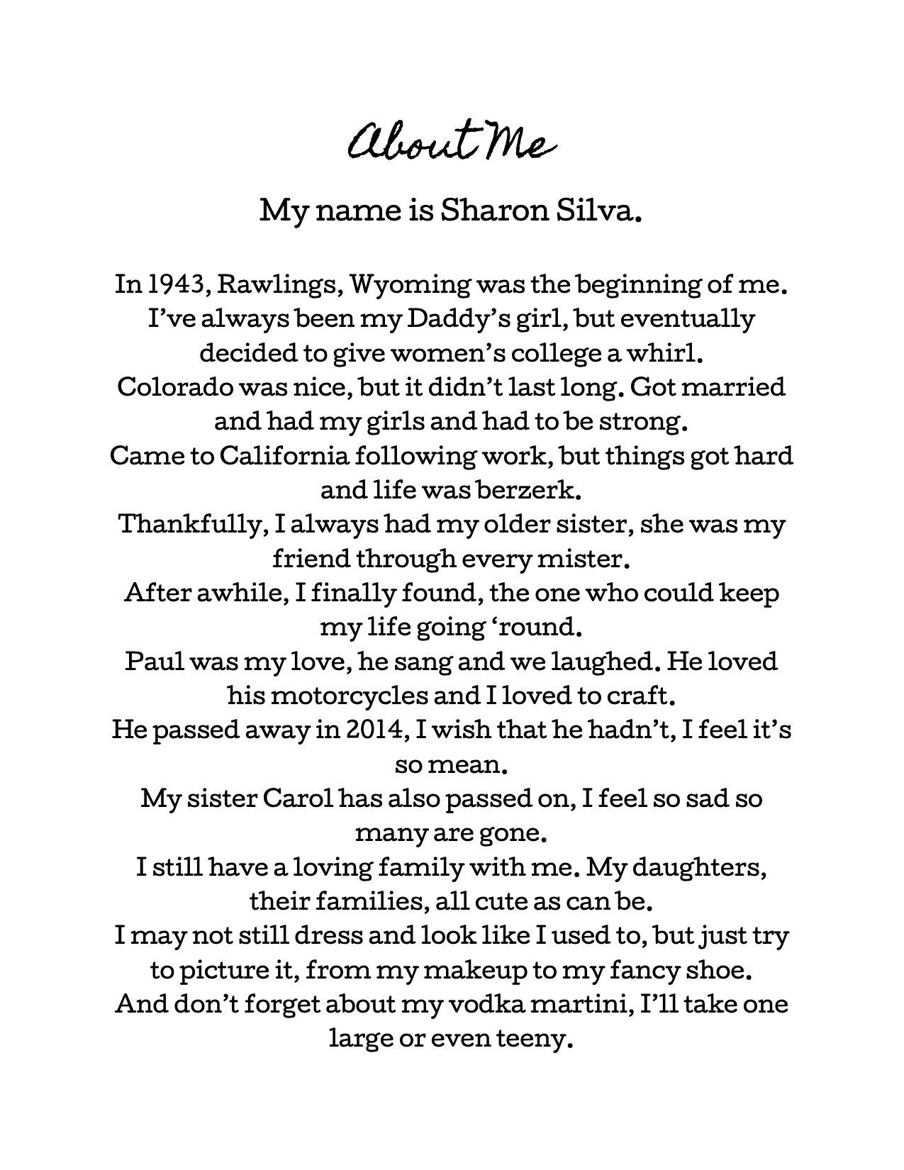 Custom About Me Dementia Poem for Elderly Family Friends - Etsy Ireland