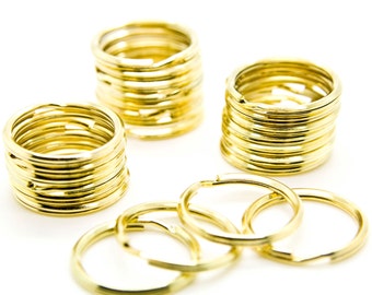 500 Gold Finish Key Rings: Heavy Duty Split Rings 24mm (1" D)