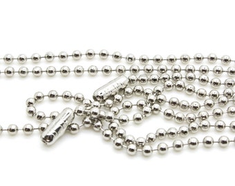 100 pieces High Quality Nickel Plated Ball Chain Necklace - 24" - 2.4mm - Ball Chains