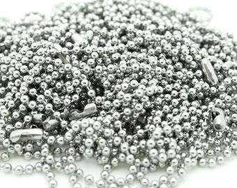 50 Silver Stainless Steel Ball Chain Necklace - 24" - 2.4mm - Ball Chains