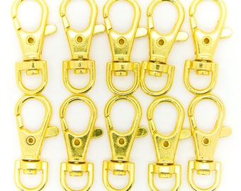 100pcs Gold Metal Lanyard Hook Swivel Snap For Paracord Lobster Clasp Clips 1.5"