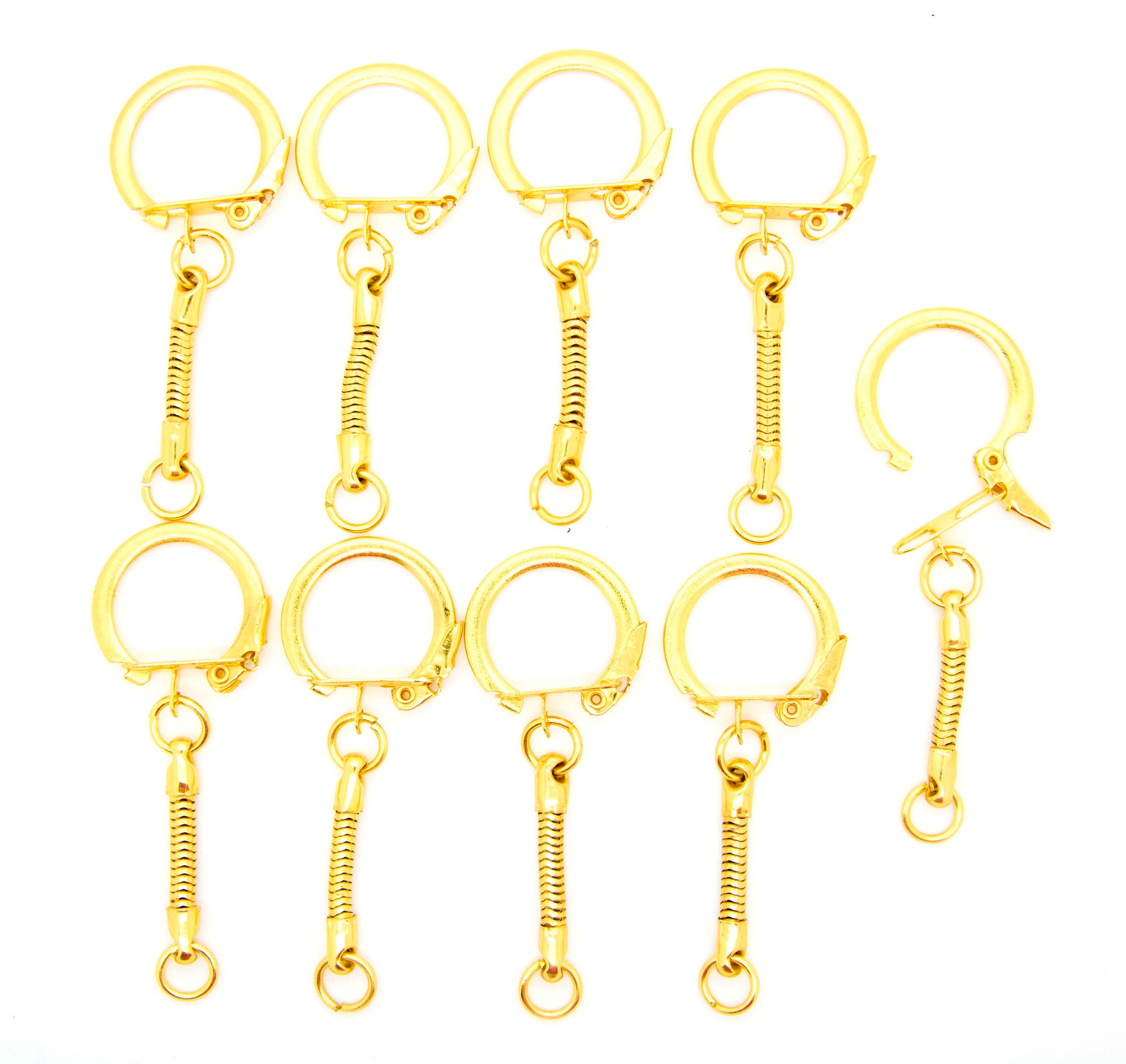 50 Key Chains ~ Gold Snake Chain With Snap End + Jump Ring for Craft ...
