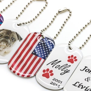1pc Personalized Dog Tag Key Chain with Full Color Photo/Image/Artwork/Text for Gift, Promotional, Wedding Gift Favor, Bottle, Backpack