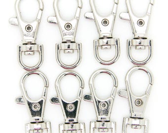 100pcs Silver Metal Lanyard Hook Swivel Snap For Paracord Lobster Clasp Clips 1.5"